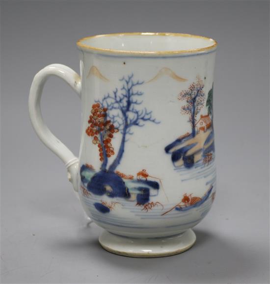 An 18th century Chinese verte Imari mug height 13.5cm